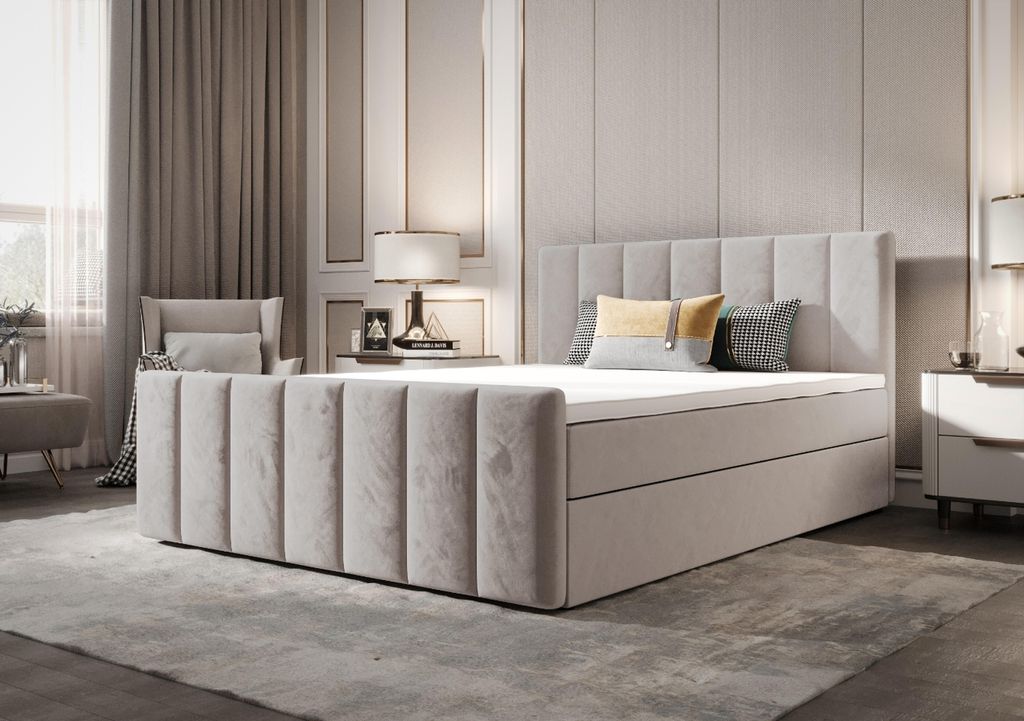 B&B Home Boxspringbett AdelleIV 160x200 cm – mit Bettkasten