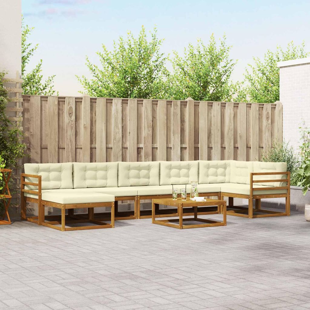 Outdoor-Sofagarnitur mit Kissen (8 pcs)- CLORIS - Natur und Creme - Gartensofas C256