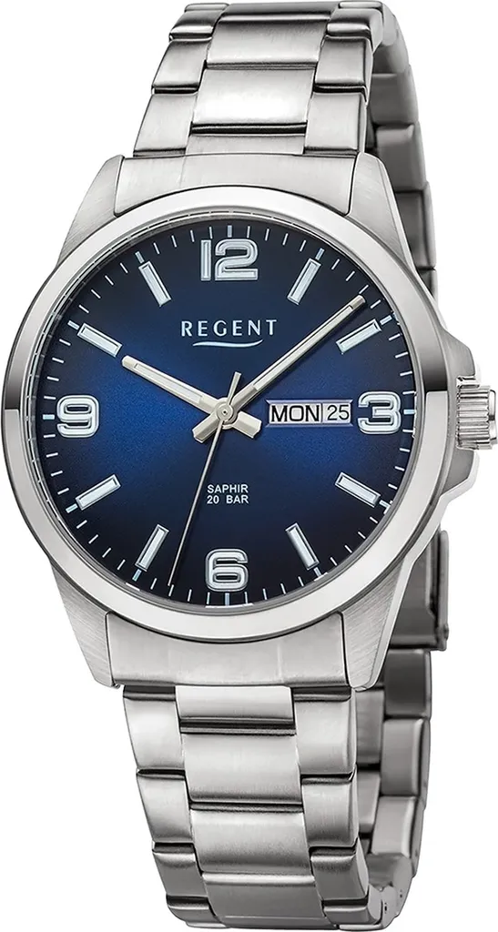 Orologio da uomo Regent in metallo orologio da polso al quarzo bracciale in metallo argento D2URF1528