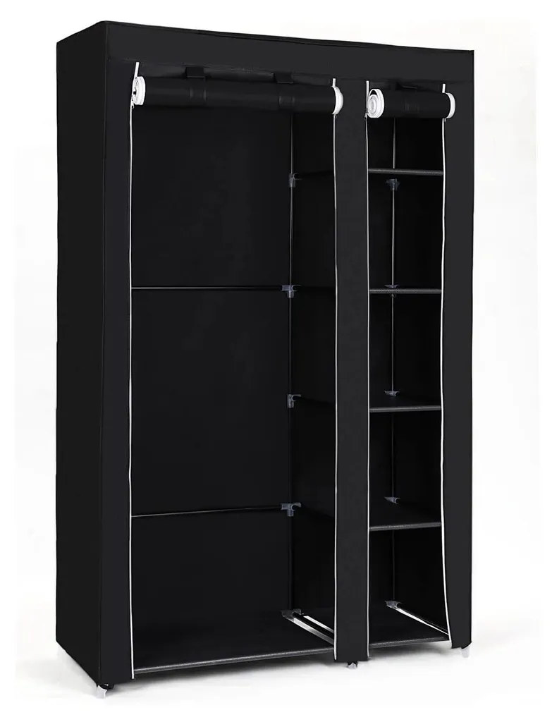 Gagner de la place avec cette armoire noire à 2 portes montage sans outil