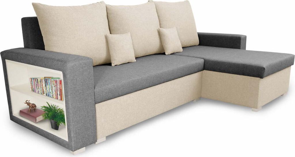 Ecksofa mit Schlaffunktion SAM1 - Hellgrau/Creme