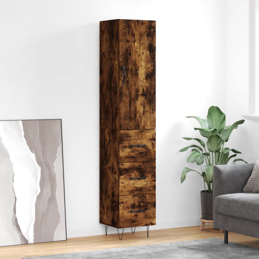 Maison Exclusive - Highboard Räuchereiche 34,5x34x180 cm Holzwerkstoff