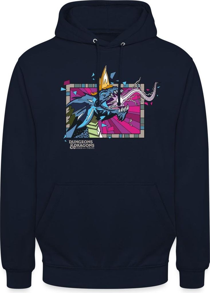 Spreadshirt Dungeons & Dragons DND Blauer Drache Uni Hoodie, XXL, Navy