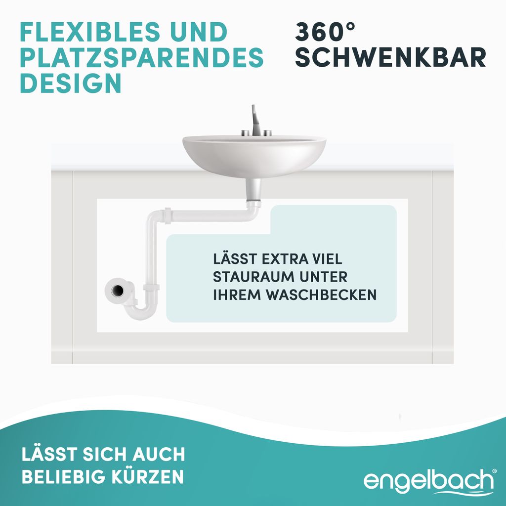 Engelbach Raumsparsiphon für Waschbecken - Siphon 1 1/4" x Produktbild 2