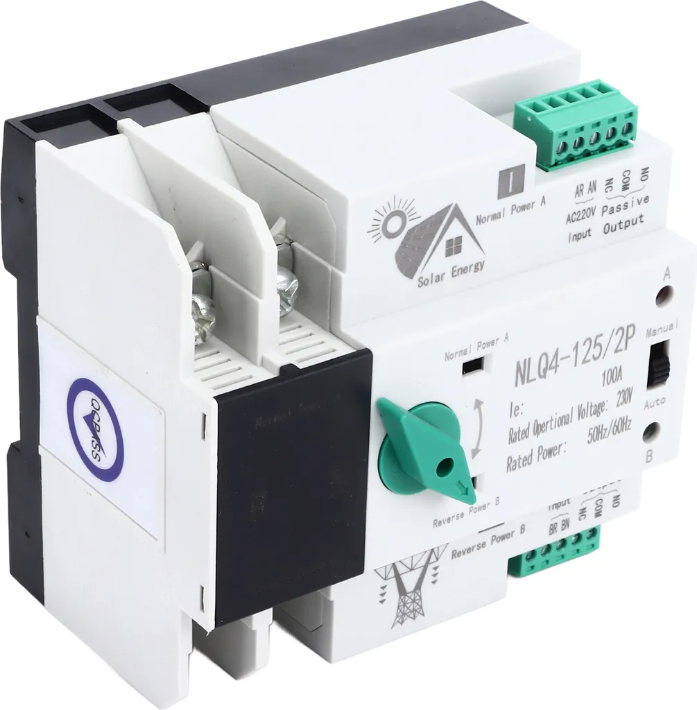Interrupteur de transfert anti-coupure 230V 100A pour secours électrique