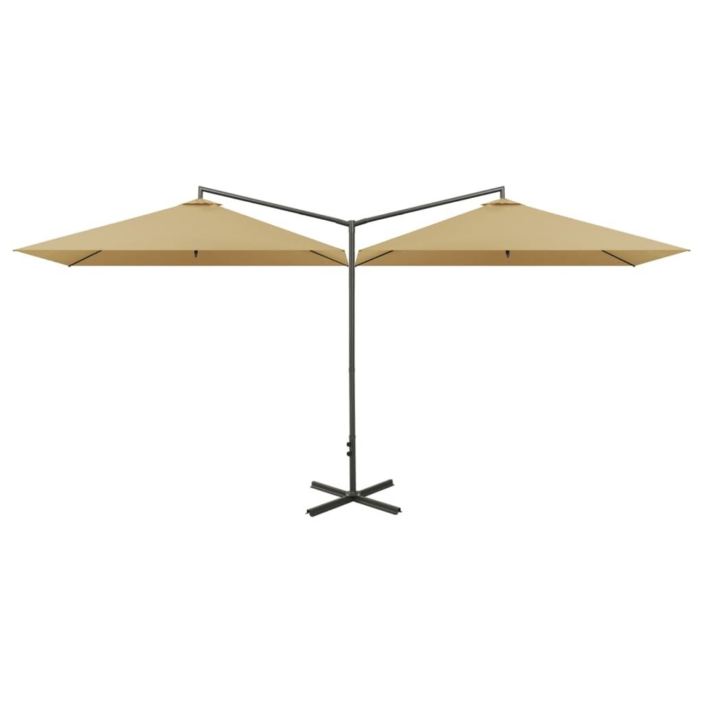 vidaXL Doppel-Sonnenschirm mit Stahl-Mast 600x300 cm Taupe