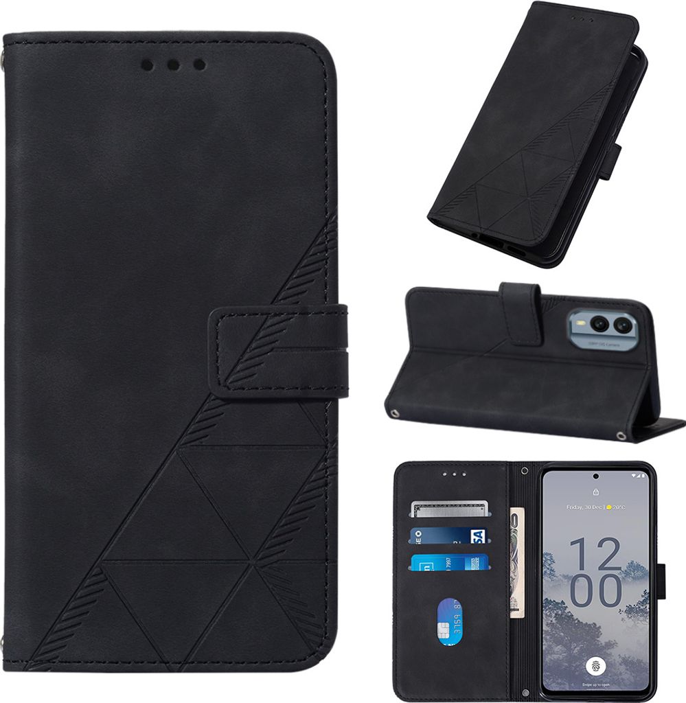 Hülle für Nokia X30 5G Prägung Flip Leder Kartenfächer Produktbild 