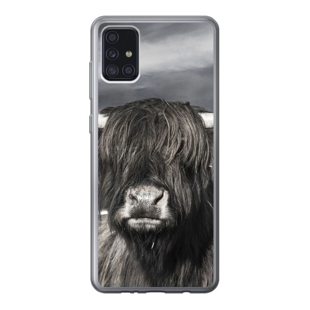MuchoWow Handyhülle Schutzhülle Hülle für Samsung Galaxy A52 5G Schottischer Highlander - Tiere - Hörner Silikon Softcase Handy Hülle - Ums...