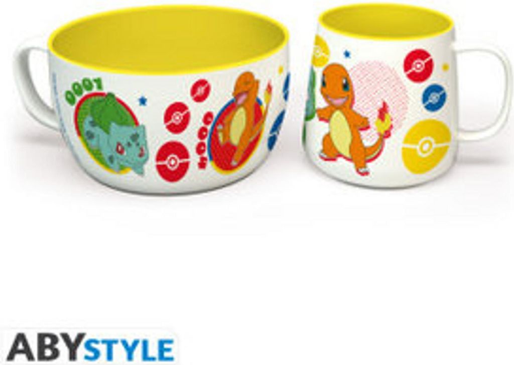 POKEMON - Breakfast Set Mug + Bowl - Pikachu & Kanto Starters