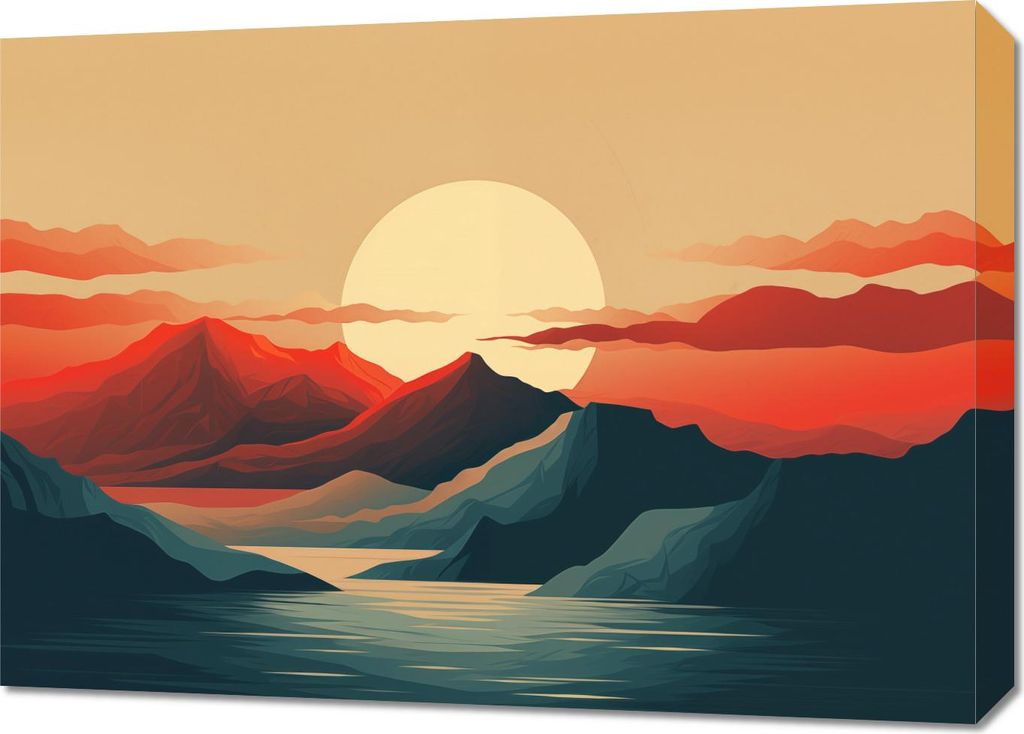Bild 70x50cm Sonnenuntergang über den Bergen