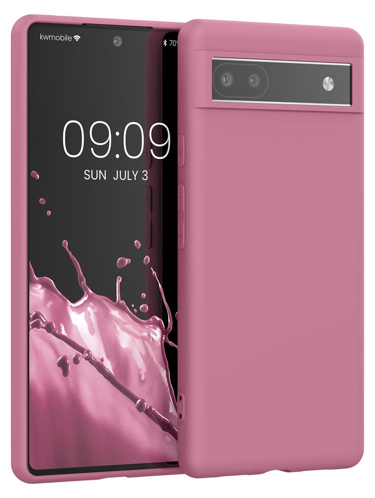 kwmobile Handyhülle für Google Pixel 6a Hülle - TPU Case - Kabelloses Laden - Schutzhülle Cover in Dark Rose