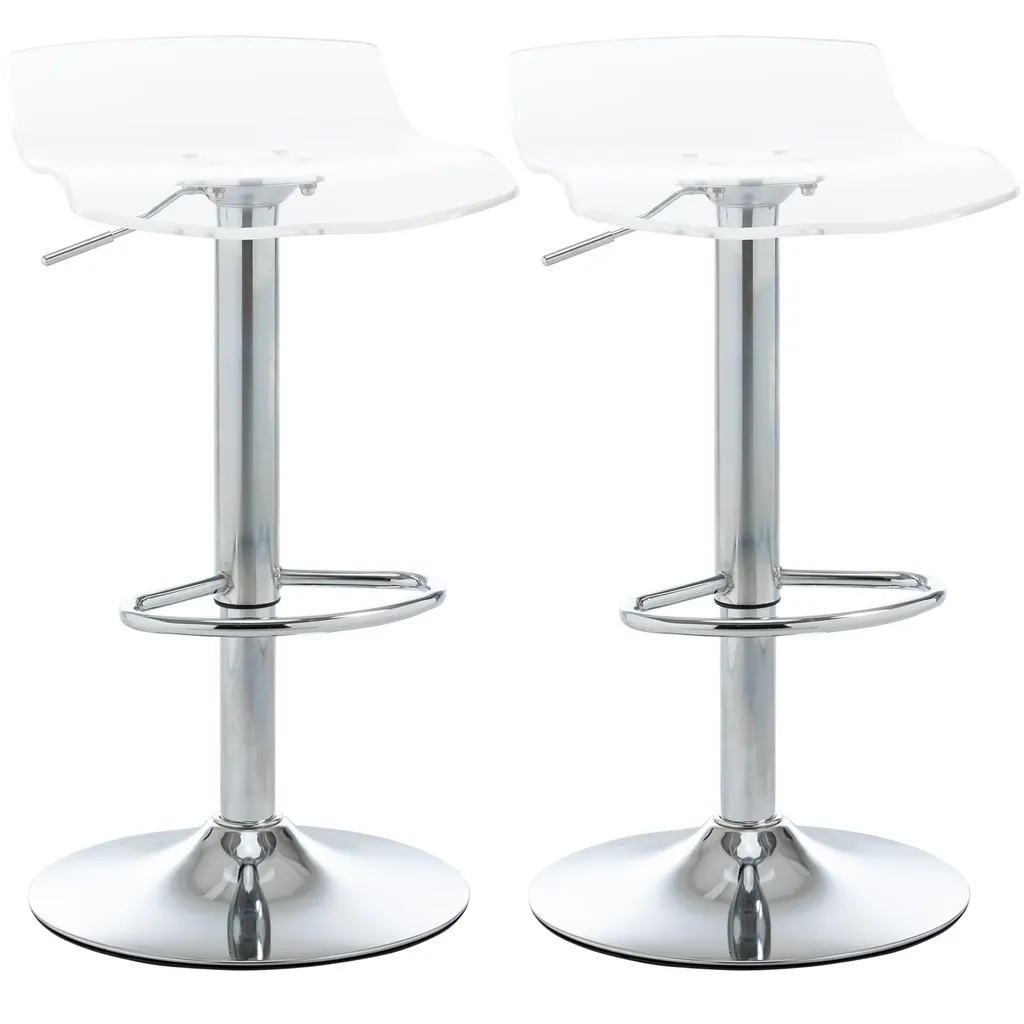 Lot de 2 Tabourets de Bar Homcom Design en Acrylique Transparent Pivotant