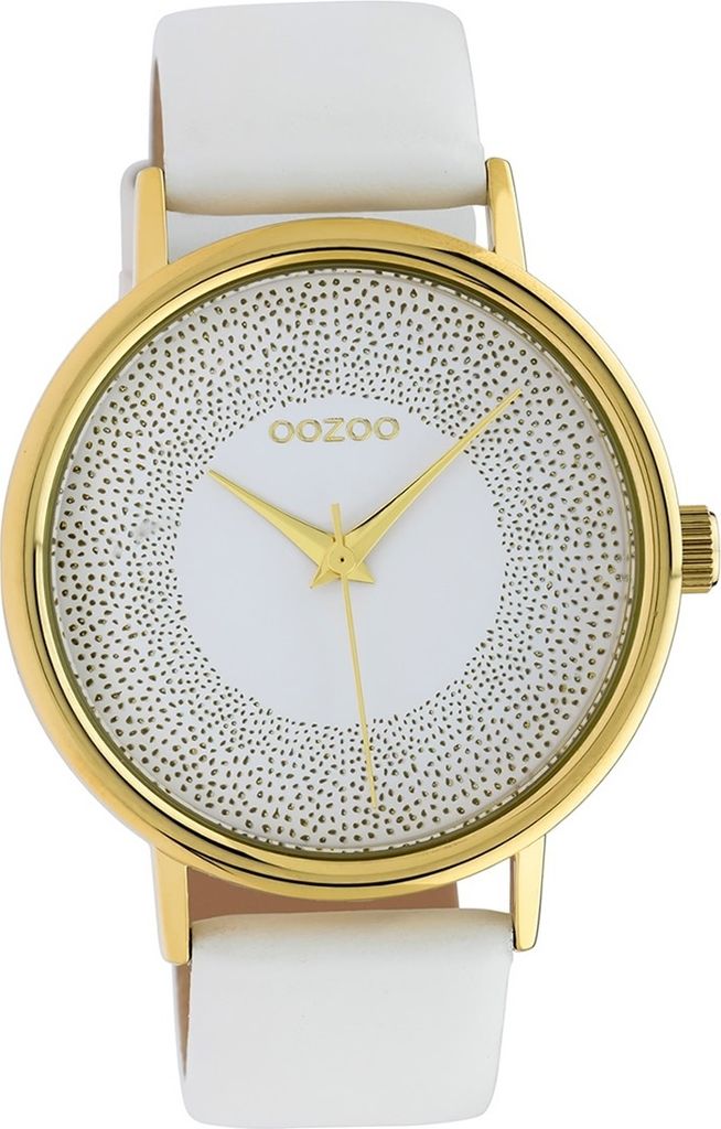 Oozoo Leder Damen Uhr C10576 Analog Quarzuhr Armband weiß Timepieces D2UOC10576