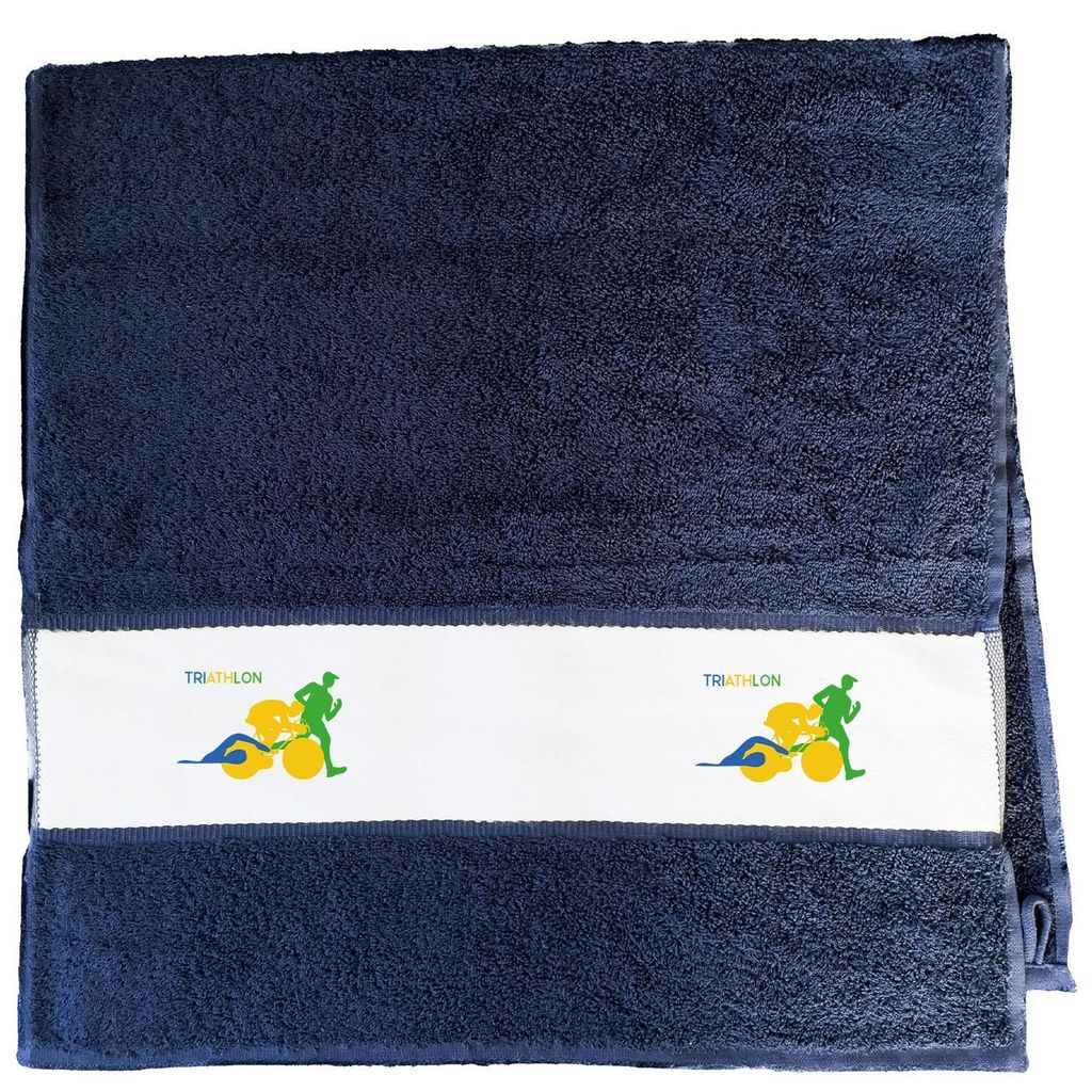Huuraa Handtuch Triathlon Schwimmen, Radfahren und Laufen 50x100cm French Navy Baumwolle Handtuch Geschenkidee