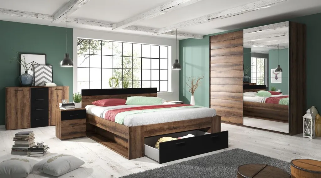 Comodino CROWEL - rovere mauvella / nero - 4