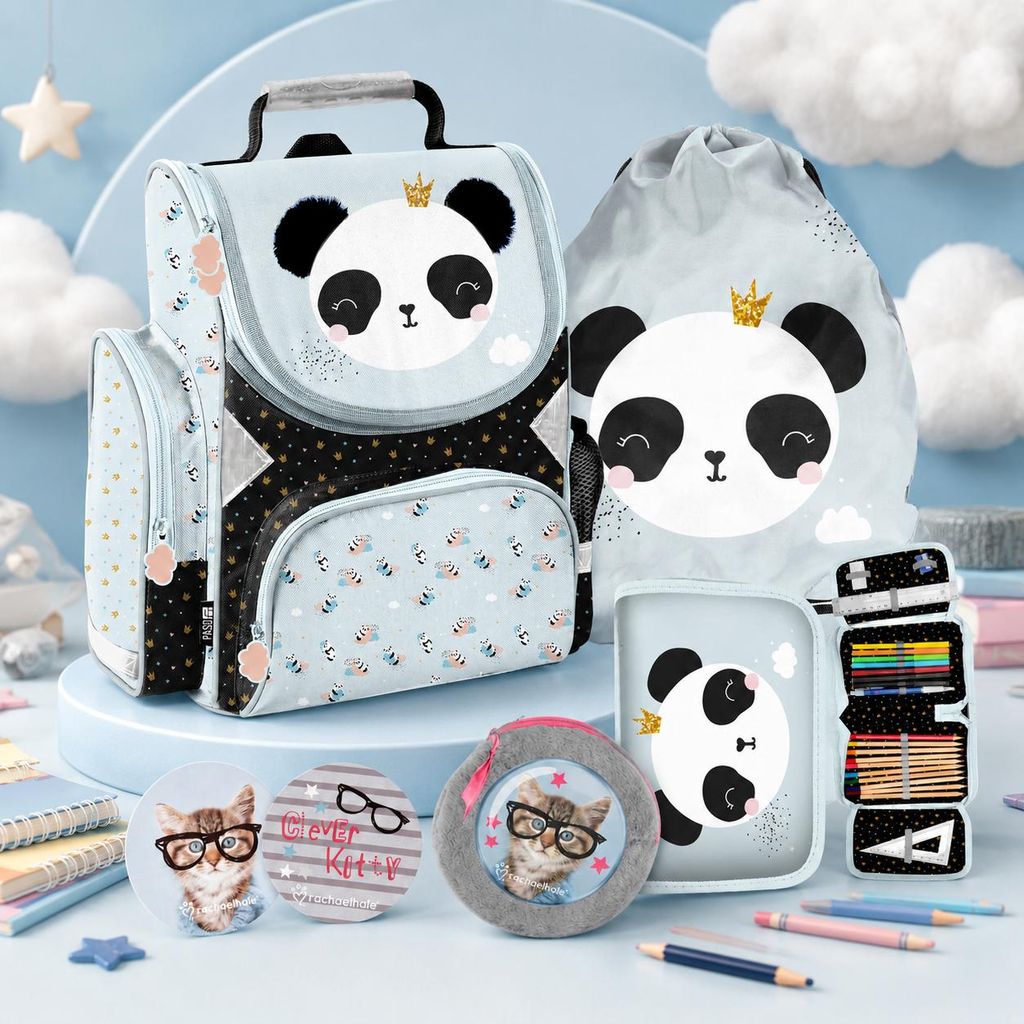 4ks panda školská taška batoh brašňa ceruzka puzdro Obrázok produktu  Obrázok generovaný UI