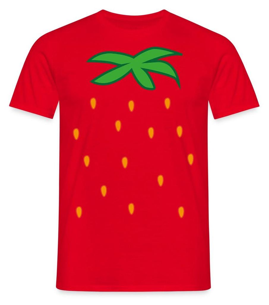 Spreadshirt Erdbeere Früchte Kostümersatz Karneval Fasching Männer T-Shirt, 4XL, Rot