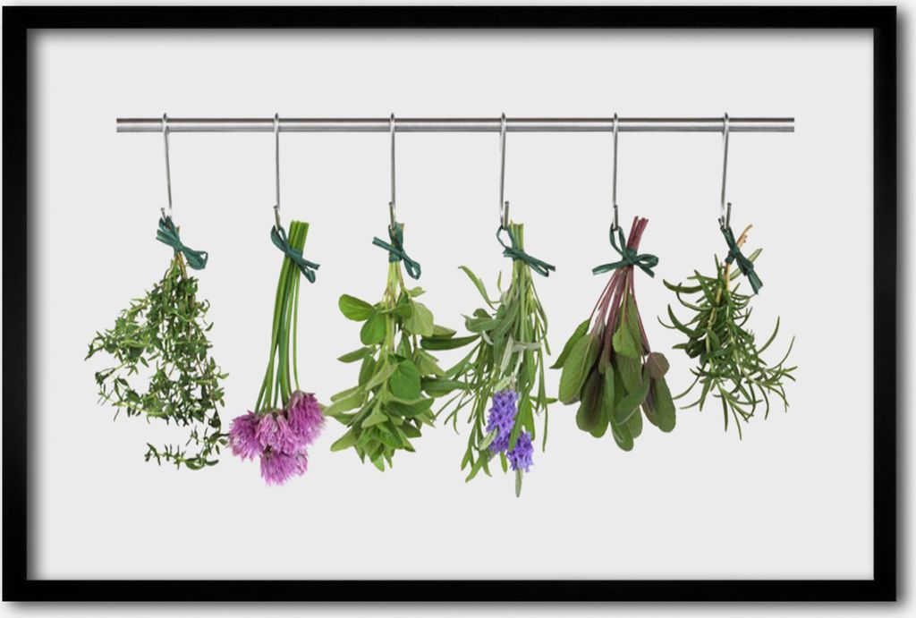 Bild 60x40 MDF-Rahmen Wandkunst Flocken Pflanze Küche