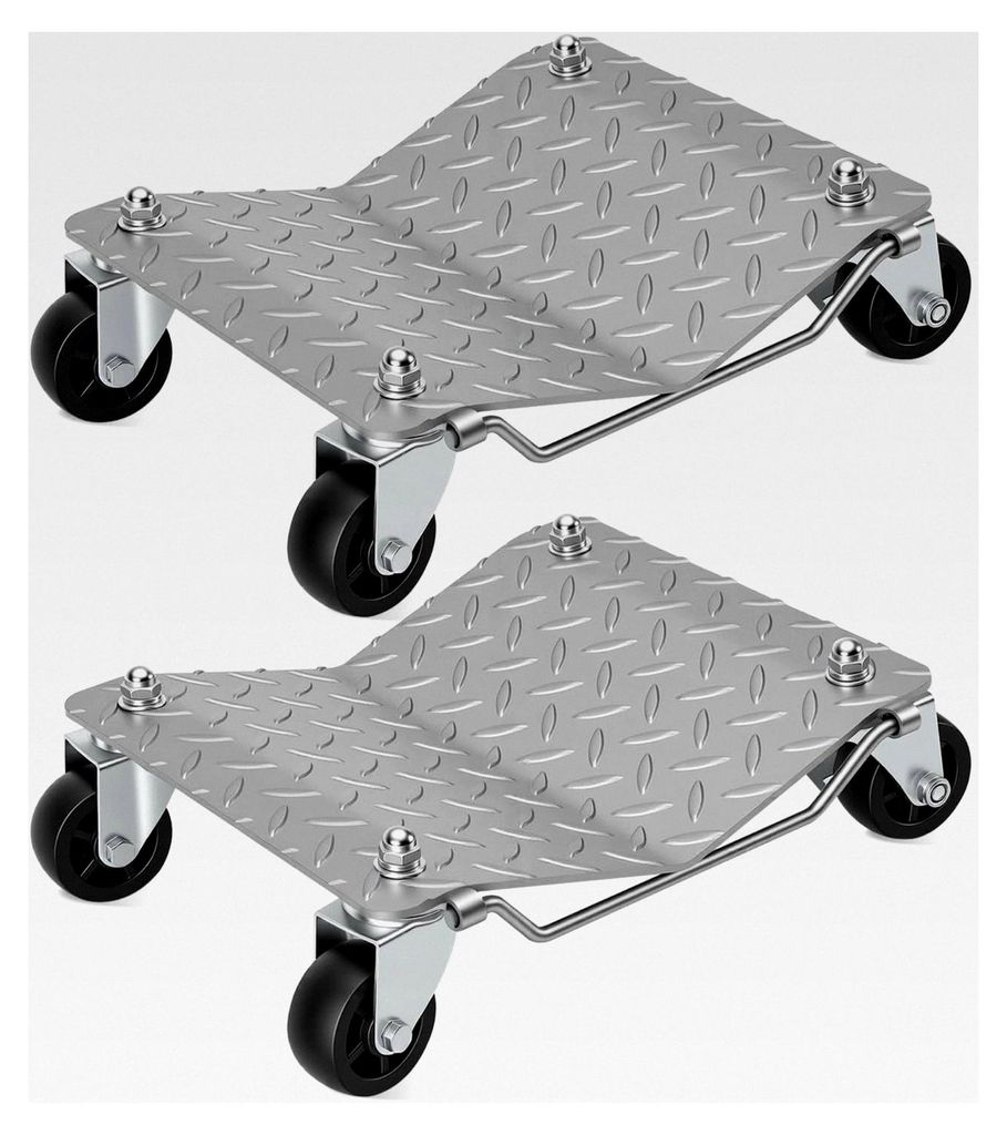 2 Stück Rangierhilfe für PKW mit 500 kg Tragkraft - Mobile Fahrzeugplattform 41x30x13 cm, 360° drehbare Rollen für Auto, Motorrad & Traktor (Si...