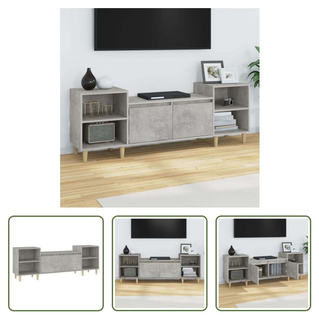 The Living Store TV-Schrank Betongrau 160x35x55 cm Holzwerkstoff