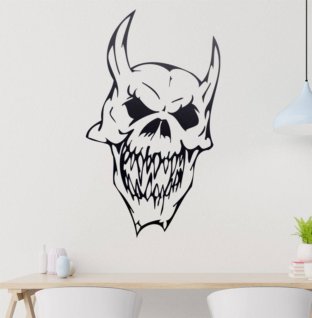 teuflische Fratze Wandtattoo in 6 Größen - Wandaufkleber Wall Sticker - Dekoration, Küche, Wohnzimmer, Schlafzimmer, Badezimmer