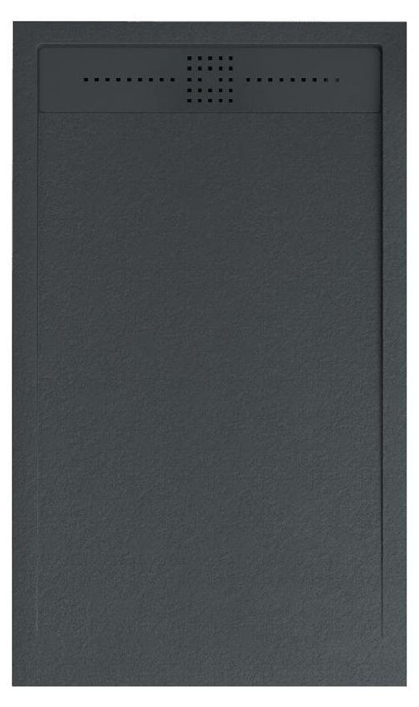 Mineralguss-Duschwanne extra flach ORION Schieferoptik Anthrazit 80x170 cm Auslaufschutz in Farbe