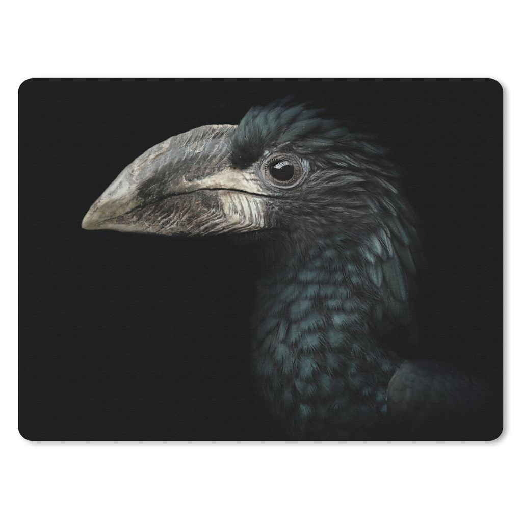 MuchoWow Mauspad Mousepad Vogel - Porträt - Hornvogel - Schwarz - Tiere 40x30 cm - Mousepads - Maus Mat - Pad - Mausunterlage - Anti Rutsch