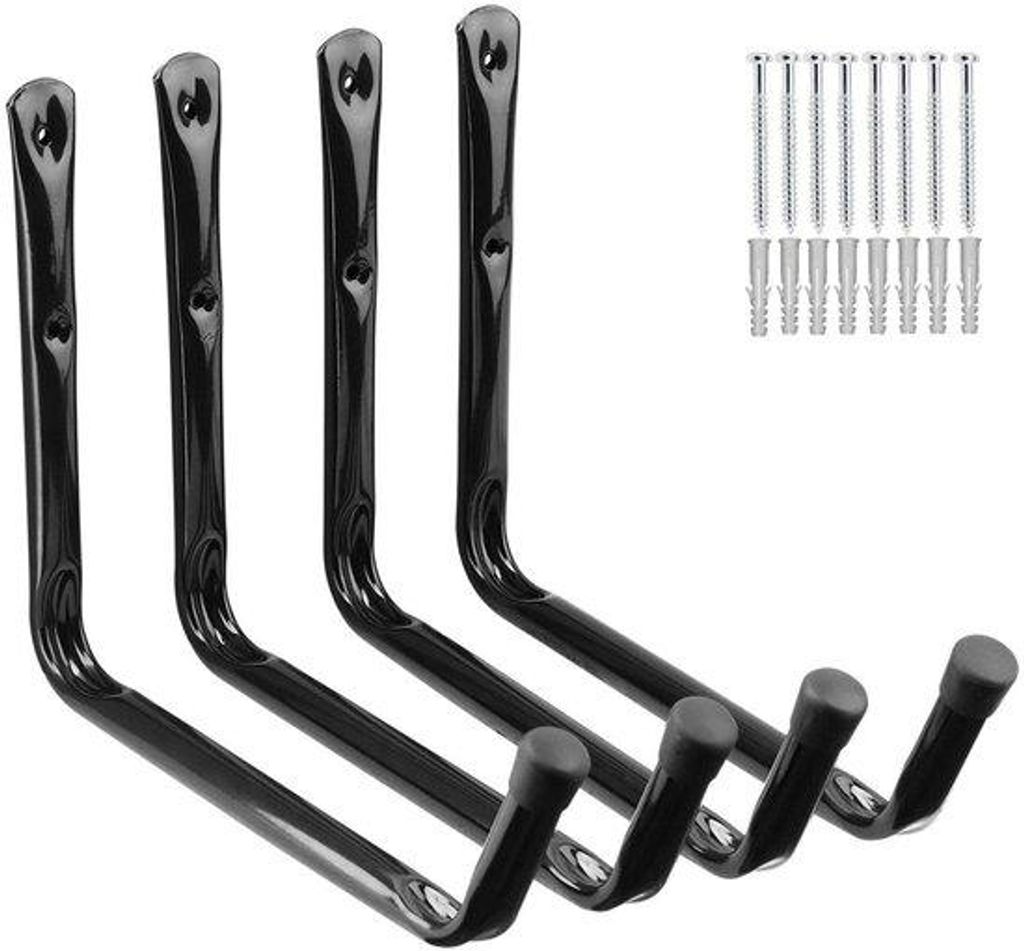 PiPaFox Garagenaufbewahrungshaken, 39 cm Heavy-Duty-Stahl-Kajak-Aufbewahrungsgestell, 4er-Pack wandmontierte Garagenaufhängungen für Leiter, Kanu...