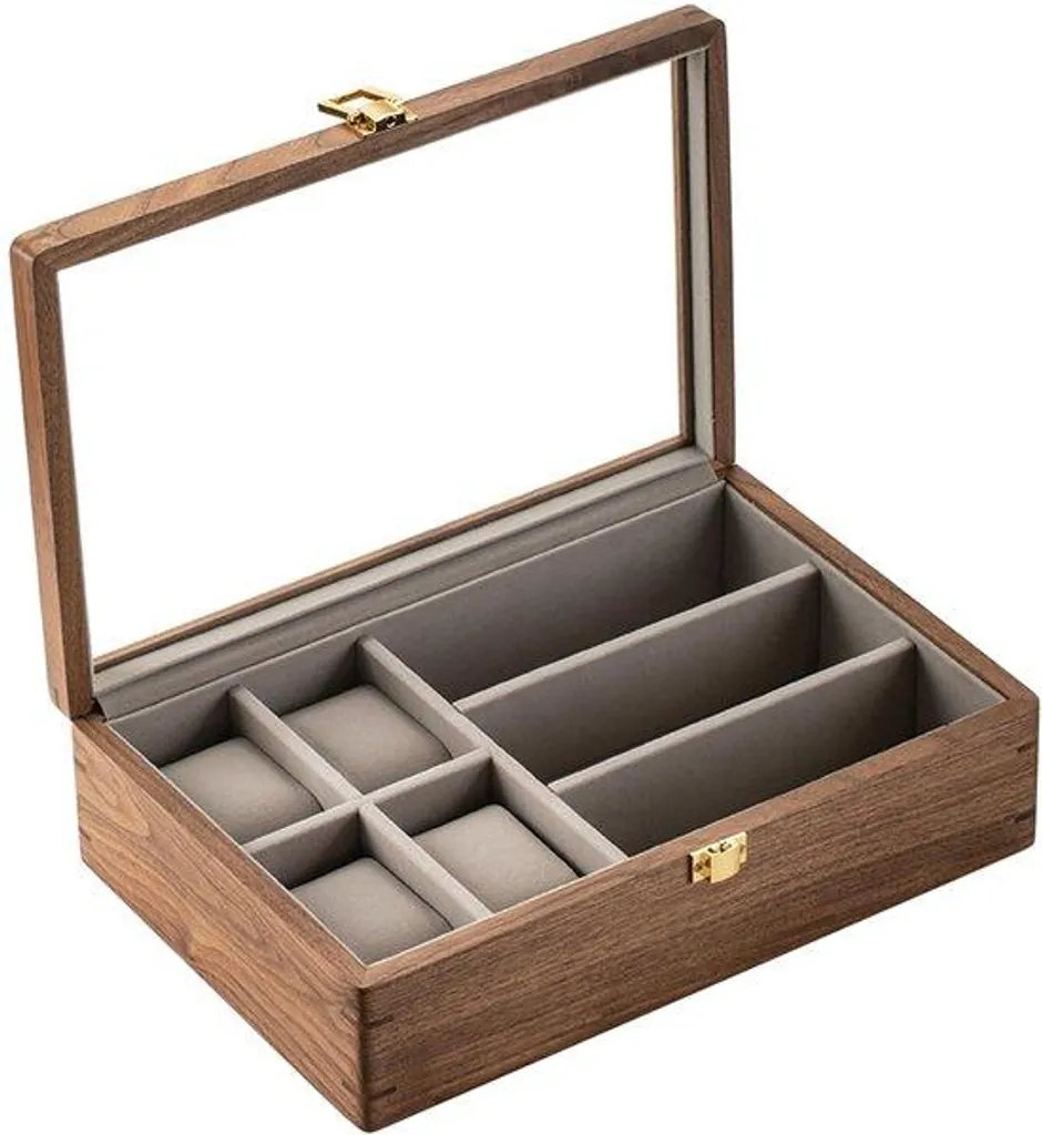 Rangement montres bois massif 4+3 pour éviter rayures et poussière