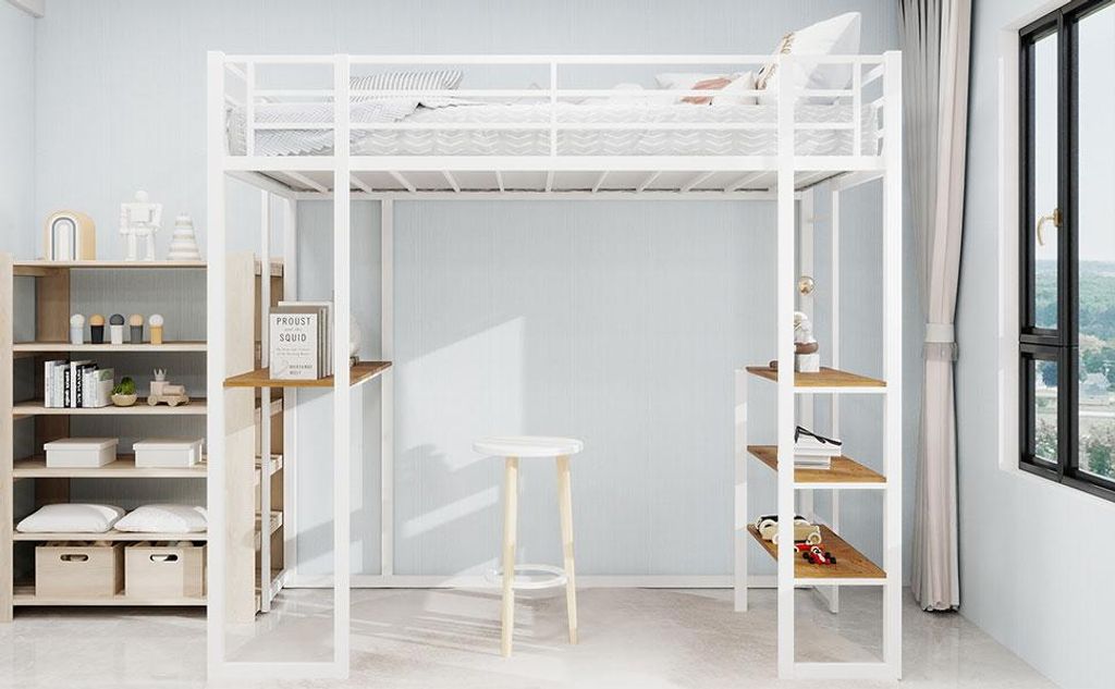 Sweiko Eisenrahmenbett mit Bett und Tisch, Kinder- und Produktbild 