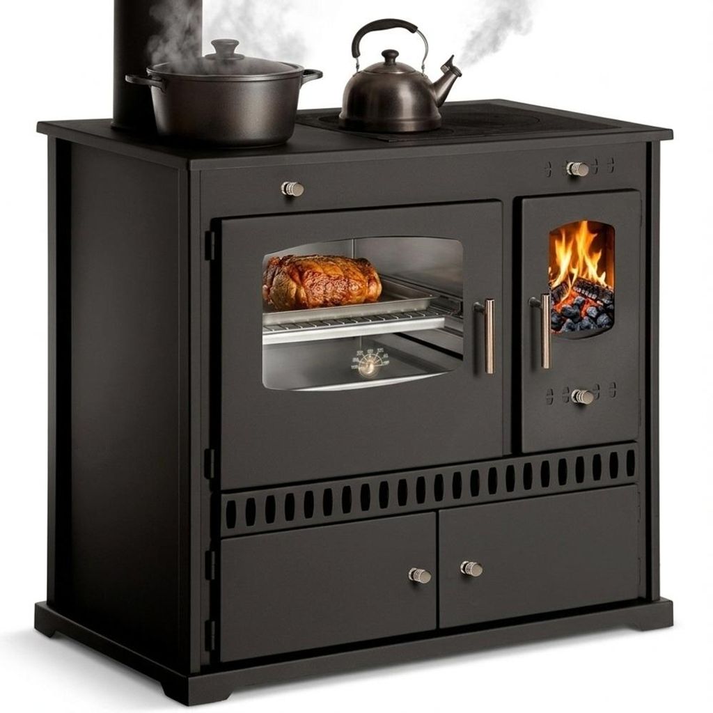 Küchenofen Holzherd P ECO INOX Edelstahlbackfach, linke Produktbild 