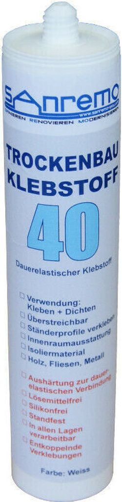 10x Sanremo TROCKENBAU KLEBSTOFF Klebstoff Dichtstoff 290ml Kartusche