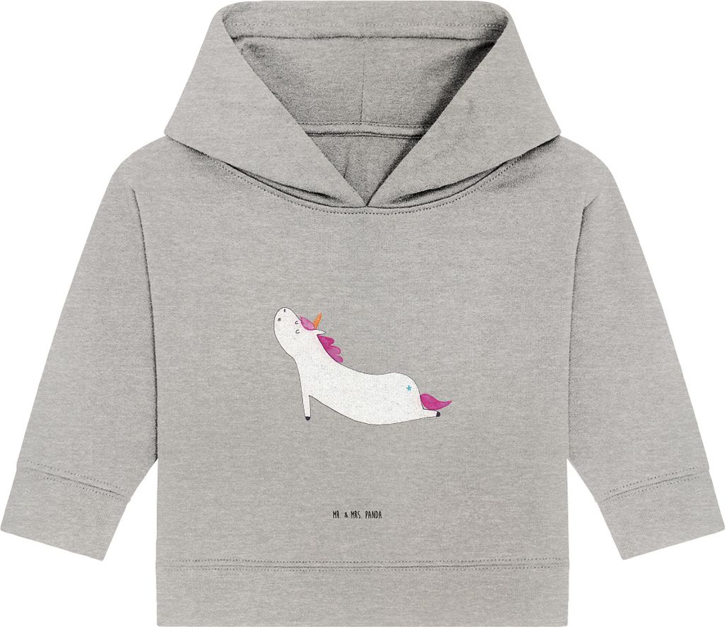 Mr. & Mrs. Panda Organic Baby Hoodie Einhorn Yoga 12. - 18. Monat - Heather Grey - Geschenk, Kapuzenshirt, Witzig, Unicorn, Kapuzensweatshirt, Spor...