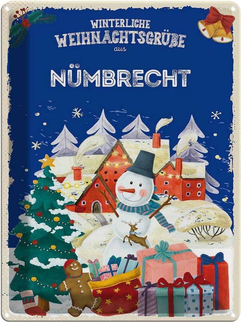 vianmo Blechschild 40x30 cm Weihnachtsgrüße NÜMBRECHT Abenteuer Reisen Urlaub Weihnachten