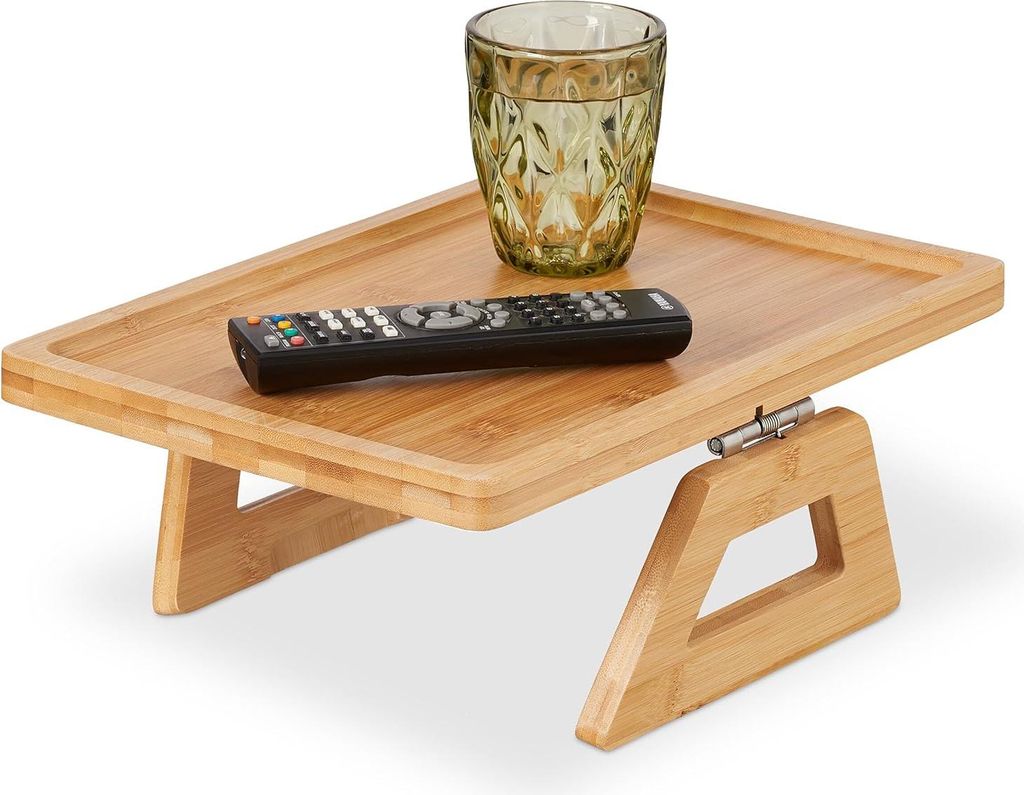 Armlehnentablett - Bambus - Klappbar - Tischchen - Für die Couch - 35 x 26,5 cm
