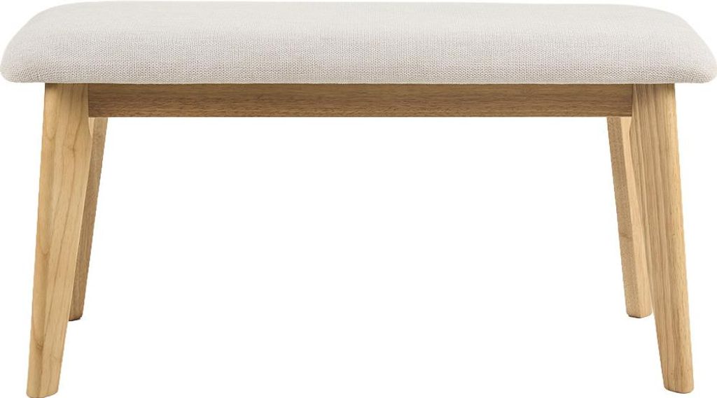 Miliboo - Skandinavische Bank in beige Samt-Textur-Stoff und hellem Holz L92 cm ELION