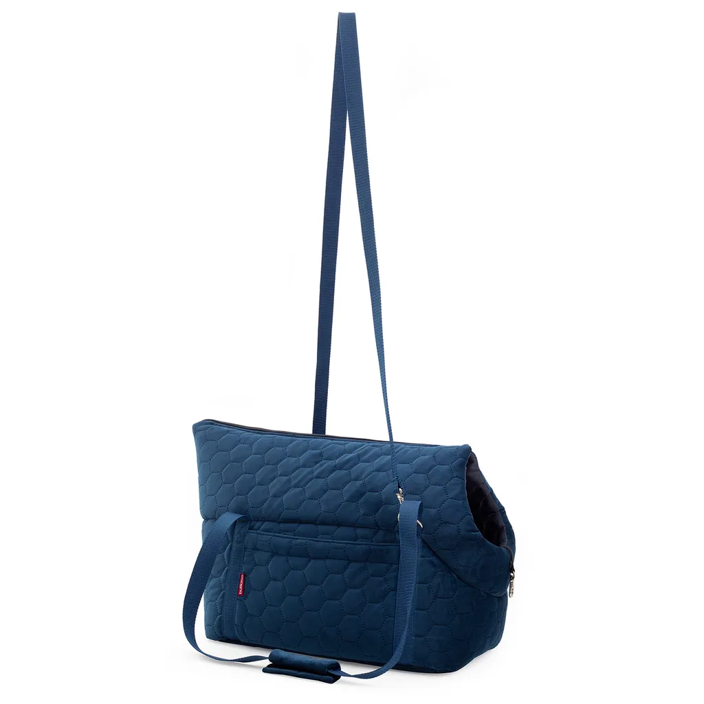 Borsa a Tracolla Animali 10kg Suede Blu Scuro | Trasportino Soft Velvet - 5