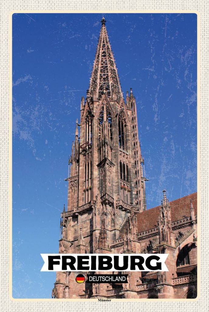 vianmo Holzschild 18x12 cm Freiburg Münster Trip Bildmotiv Reisemotiv Abenteuer Reisen