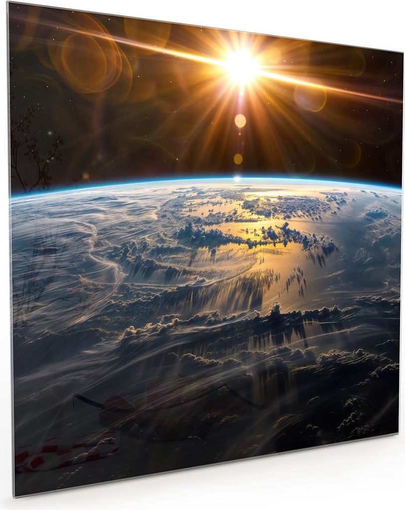 Küchenrückwand Spritzschutz Glas mit Motiv Sonnenaufgang Erde 40 x 40 cm