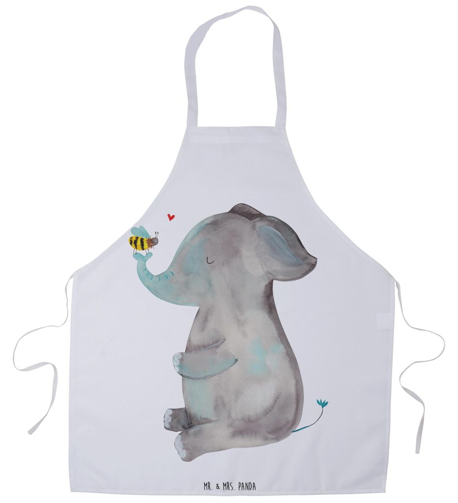 Mr. & Mrs. Panda Grillschürze Elefant Biene - Weiß - Geschenk, Liebesspruch, Lustige Sprüche, Kochschürze, Küchenschürze, Schürze, Hochzeits...