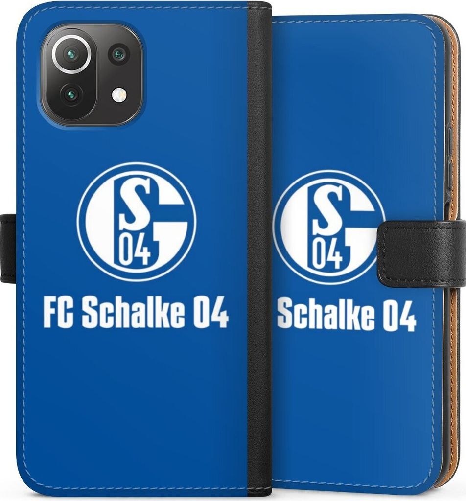 DeinDesign Klapphülle für Xiaomi Mi 11 Lite 5G NE Handytasche Lederhülle Tasche FC Schalke 04 Logo Offizielles Lizenzprodukt
