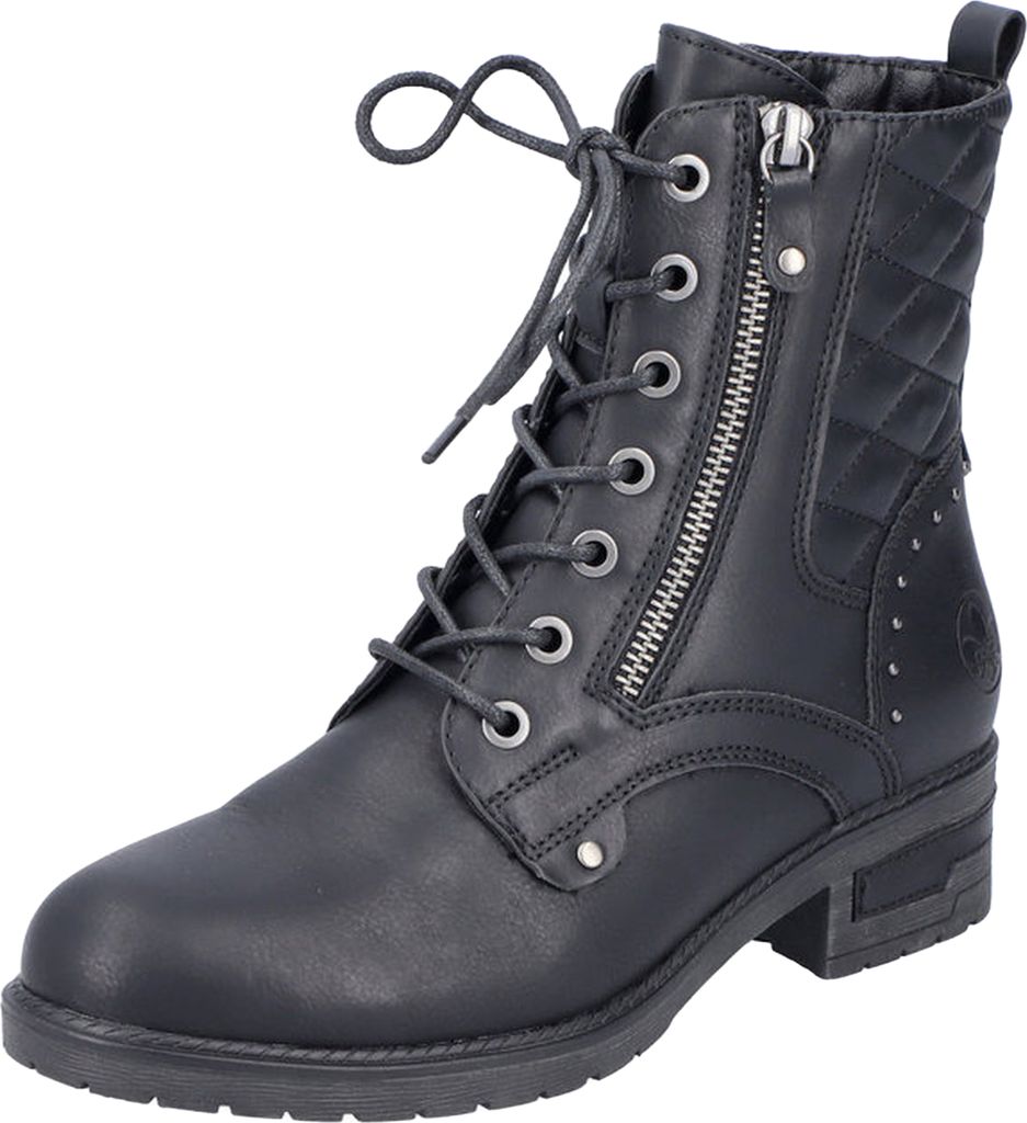 Rieker Damen Stiefelette Biker Boots Warmfutter Zierreißverschluss 91611, Größe:41 EU, Farbe:Schwarz