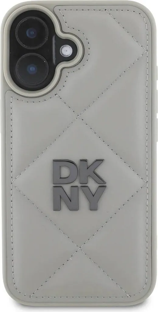 DKNY Custodia Business iPhone 16 Plus Quilted Logo Grigio