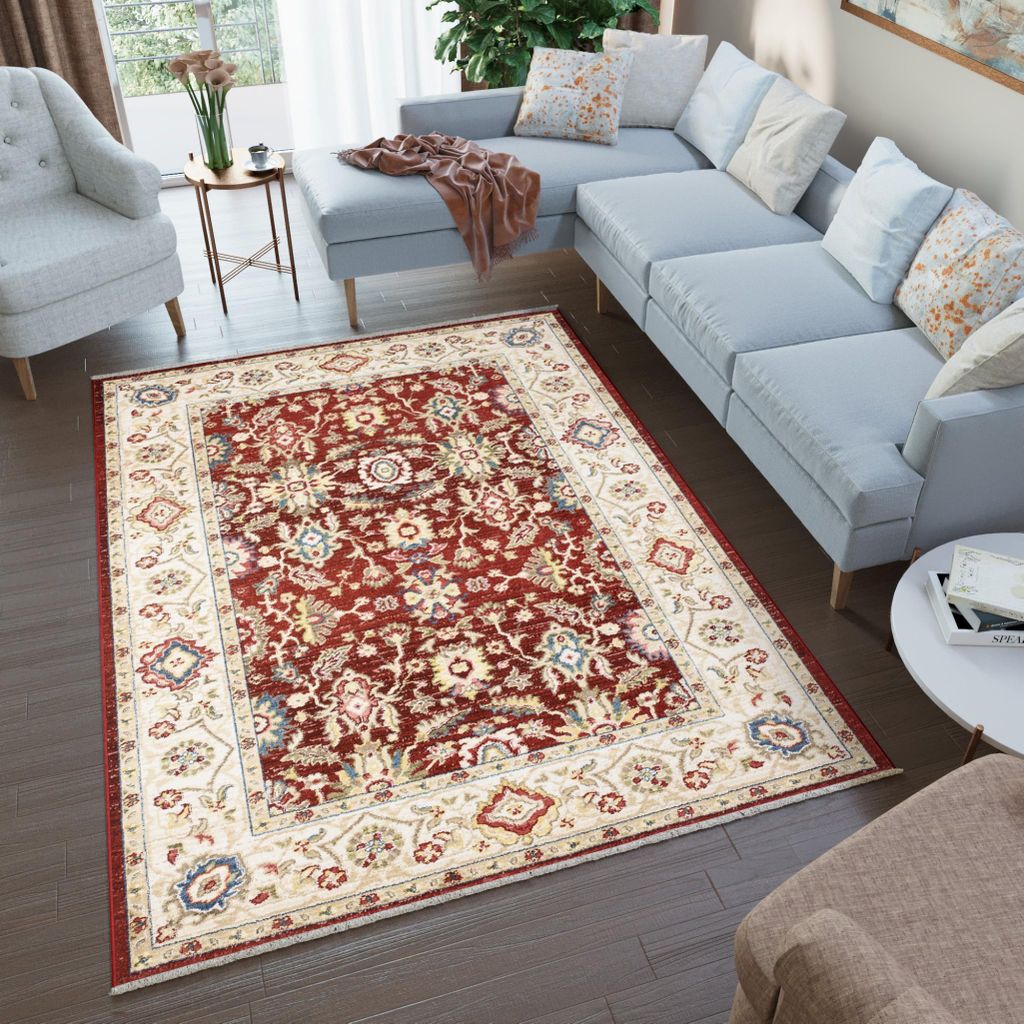 Tapiso Teppich RIVIOLI Modern Design Beige Rot Wohnzimmer 160 x 225 cm