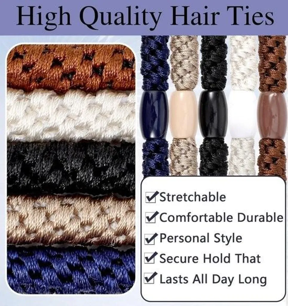 Lot de 10 chouchous tressés noirs pour homme aux cheveux bouclés et volumineux