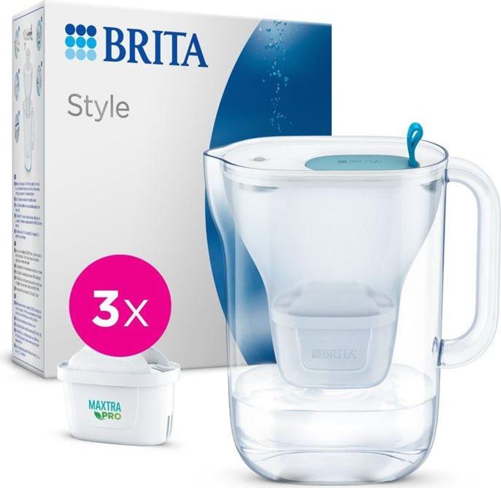 BRITA Style Wasserfilterkanne, Blau, 2,4L Gesamtvolumen, 1,4L gefiltertes Wasser, MAXTRA PRO Filter, 3 Monate
