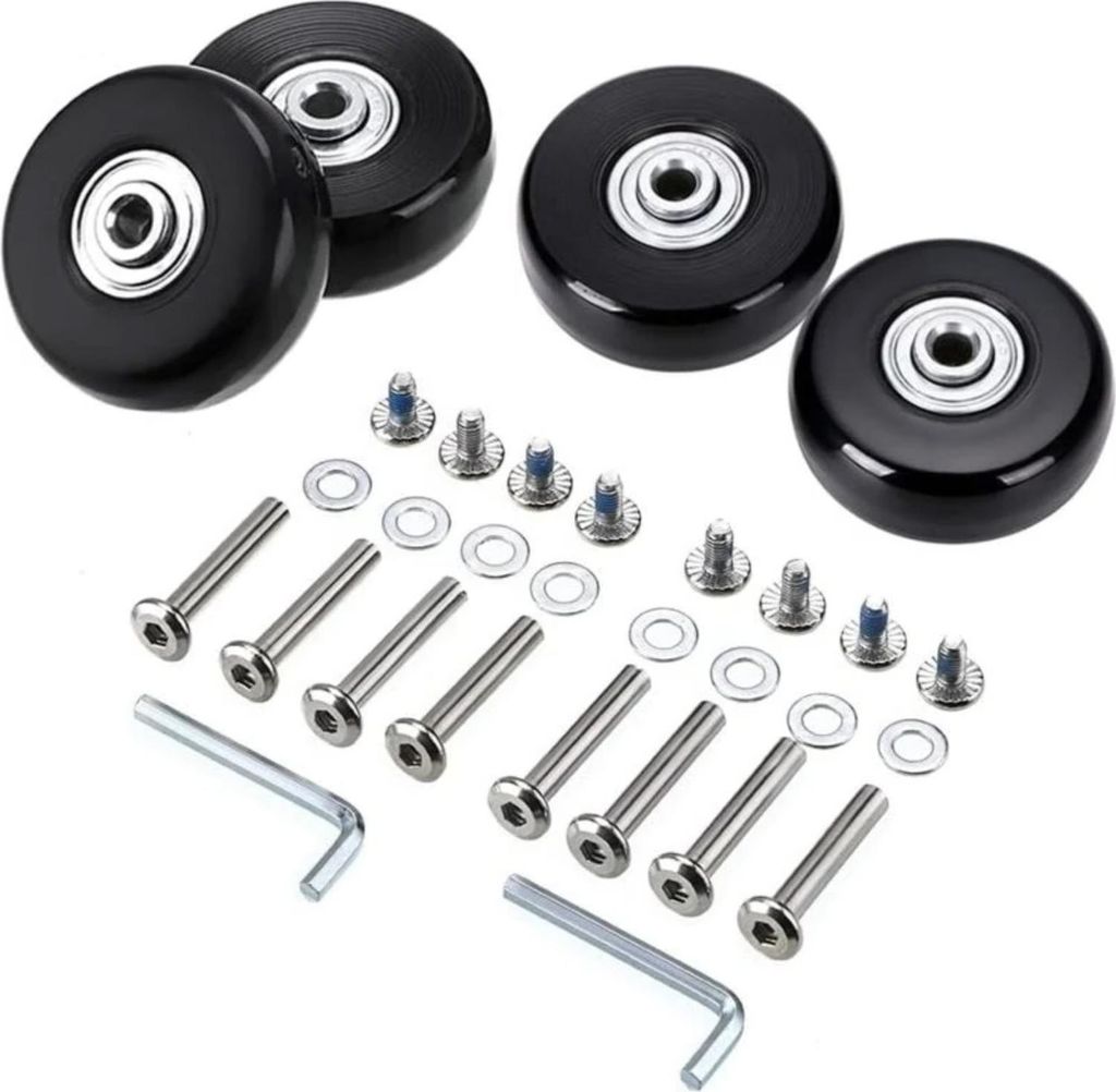4 Stück 50 x 18 mm Ersatzräder für Gepäckkoffer, Gummi-Lenkrollen, Räder, Lager, Reparatursätze, Schwarz
