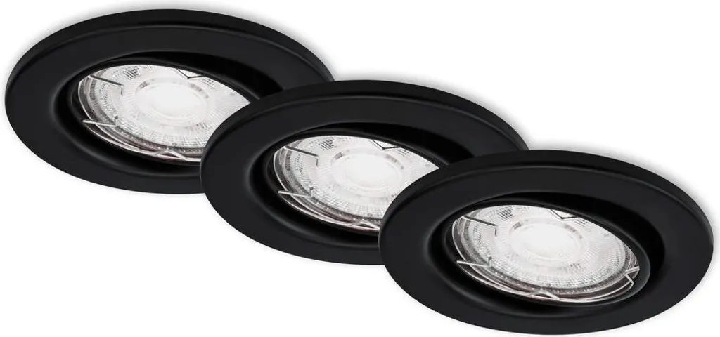 Lampade Incasso LED Briloner 3pz Nero Opaco Luce Calda 5W
