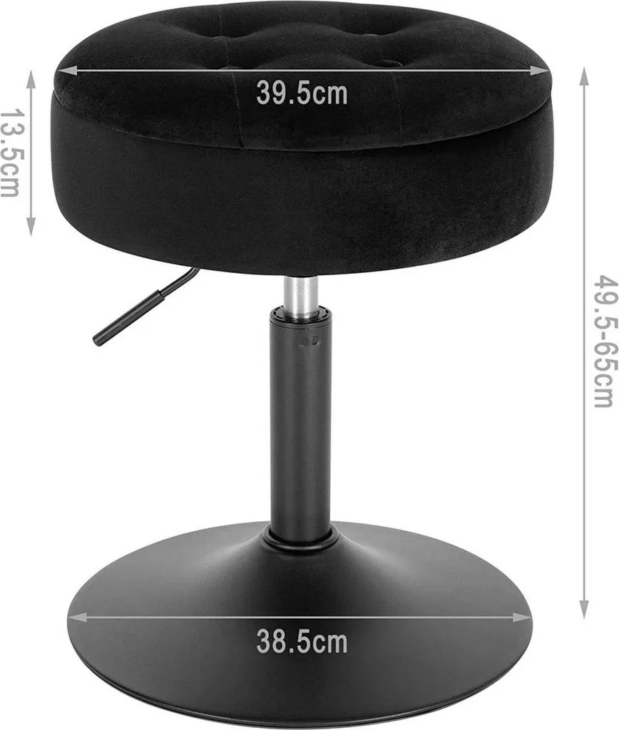Petit tabouret de cuisine noir réglable - Idéal pour îlot et bar gain de place