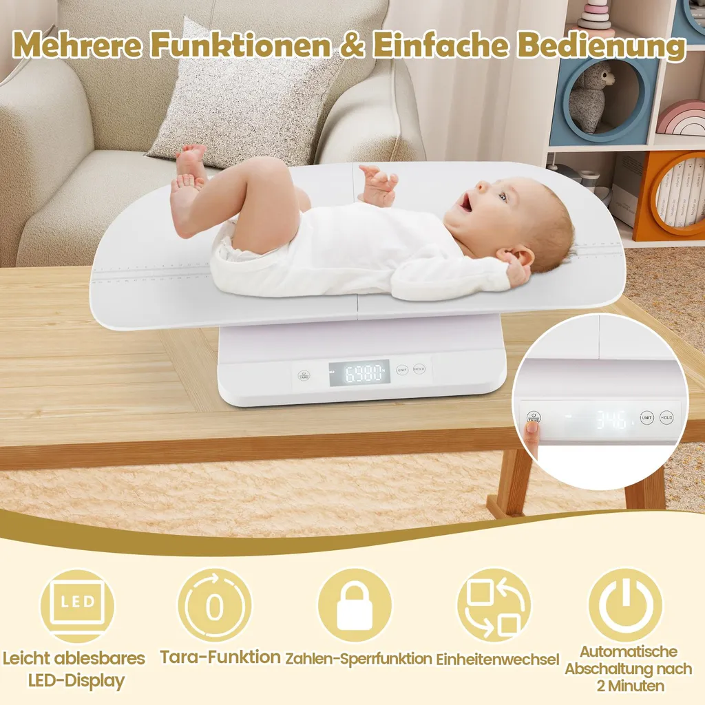 COSTWAY Pèse-bébé Numérique 150kg avec Plateau Amovible et Fonction Tare